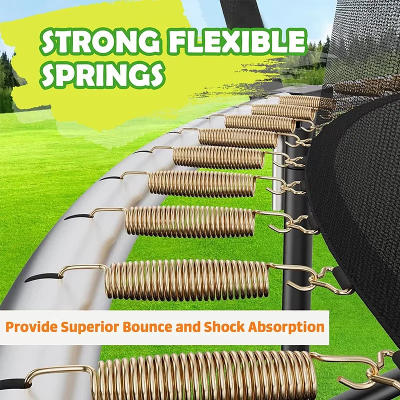 Zoshine 12FT/14FT/16FT Outdoor Trampoline Safety Enclosure Net Durable Alloy Steel Frame PVC Material Weather-Resistant