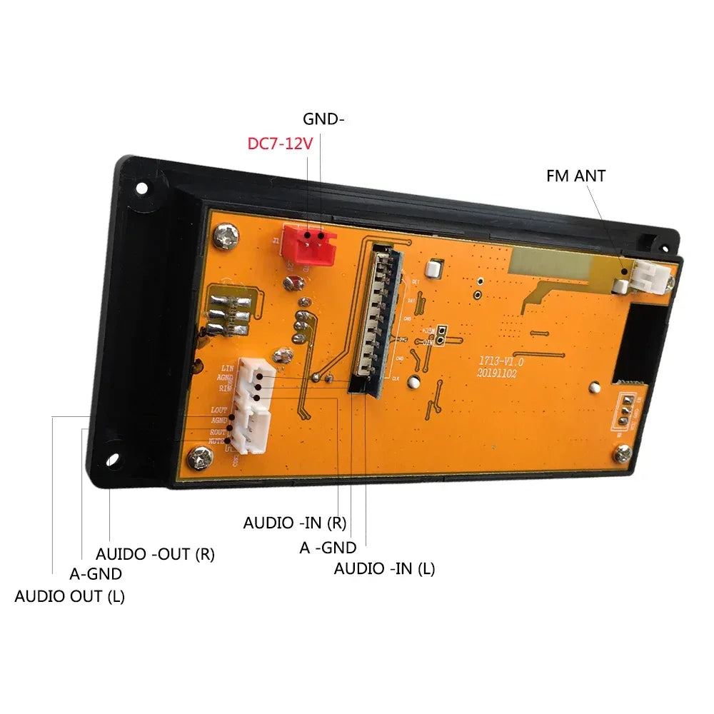 Bluetooth 12V LCD MP3 Decoder Board WAV WMA Decoding MP3 Rec Player Audio Module Support FM Radio AUX USB With Lyrics Display