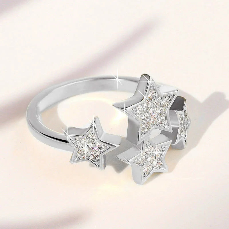 F1268 Star Cluster Rings For Women Cubic Zirconia Pave Setting Fashion Jewelry Gift Ring