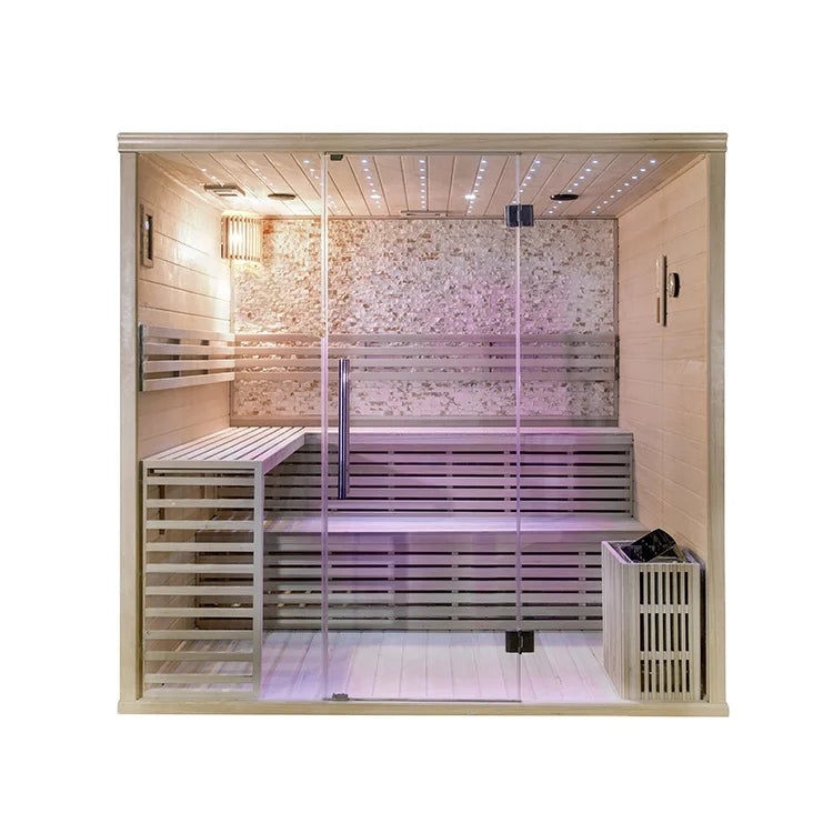 6 Person Portable Cedar Infrared Sauna Cabin Finnish Barrel Steam With Ozone Sauna Function