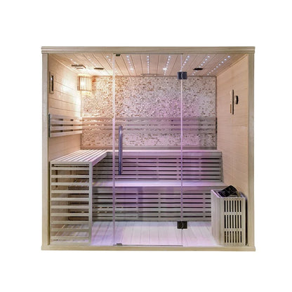 6 Person Portable Cedar Infrared Sauna Cabin Finnish Barrel Steam With Ozone Sauna Function