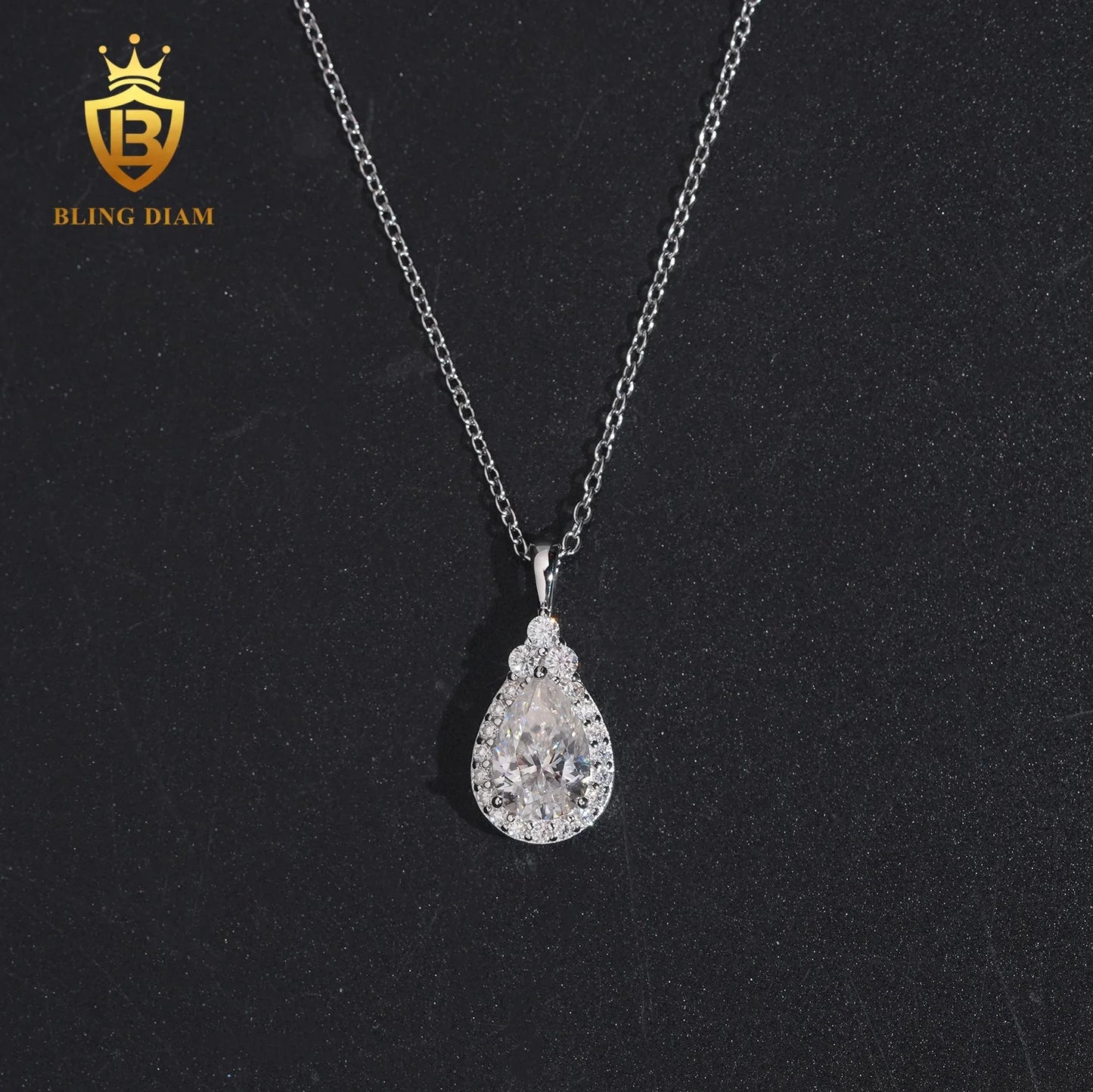 Hot Sale VVS Moissanite Iced Out Jewelry  925 Silver Waterdrop Diamond Necklace Women Pass Diamond Tester Hip Hop with GRA