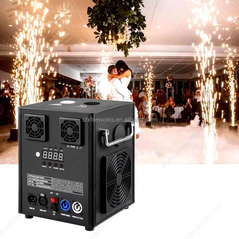 600W Wireless Remote Controlled DMX512 Cold Spark Effect Machine Electronic Dry Ice Fireworks Sparkler for Weddings and Events