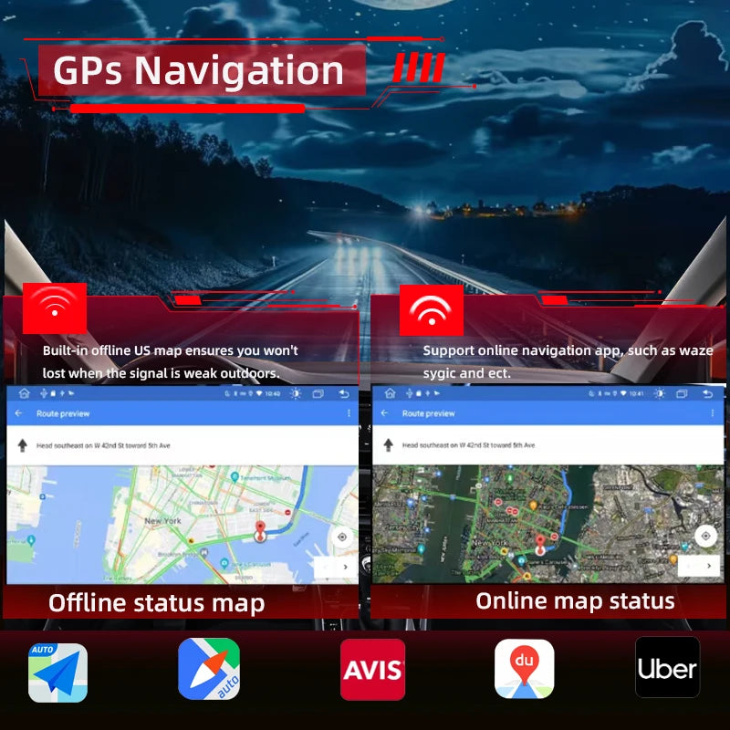 Cross-Border Car Wireless CarPlay Android GPS Navigation Large Screen All-in-One Reversing Image OLED Touch Screen 1280x720