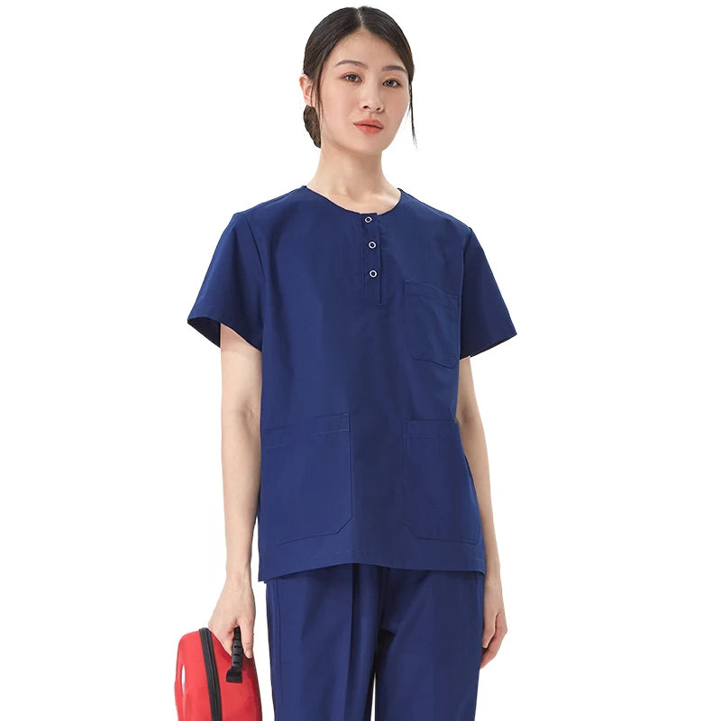 Women Stretch Nursing Uniforms Soft Clinical Scrub Set Quick-Dry Doctor Dust-proof Workwear Medical Scrubs Top+ Pants on Sale