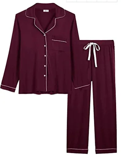 Joyaria Pajama Sets Women Long Sleeve Sleepwear Button Down Pj Pants Set Soft Bamboo Female Night Suit PJS Women Pyjamas Femmes
