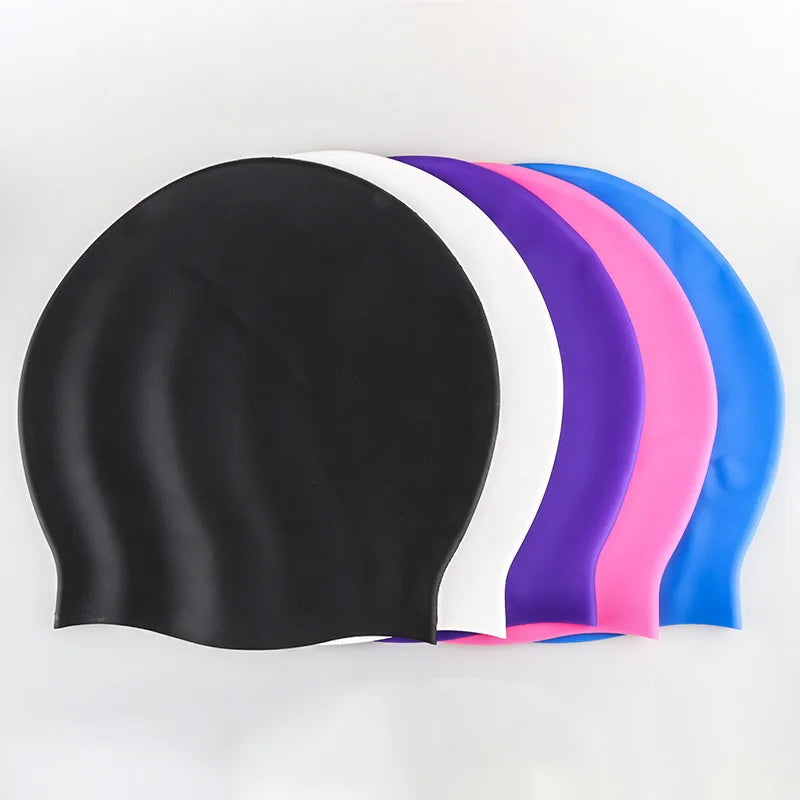 Plus Size Silicone Swim Cap Protective Swimming Caps Training Custom Swim Cap for Long Hair & Braids & Dreadlock
