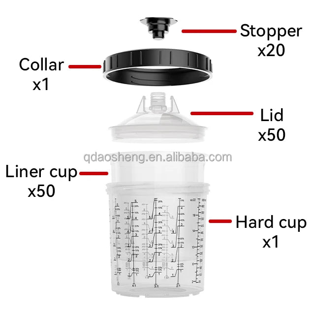 600ml Hvlp Automotive Pp Cups Paint Spray Gun Cup Coating Paint Mixing Cup