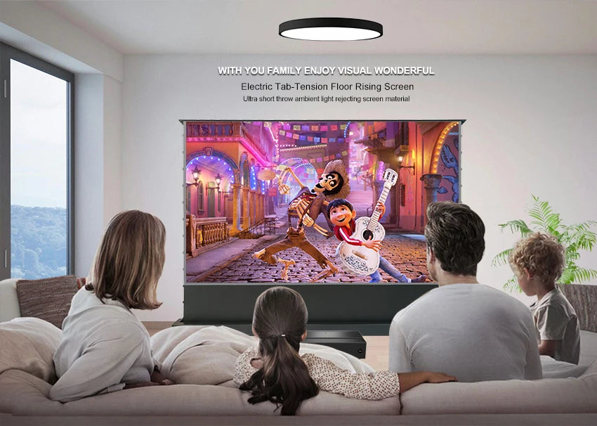 New Fashion 92-inch UST Projector Screen Floor-Rising ALR Screen for Optimal Projector Performance