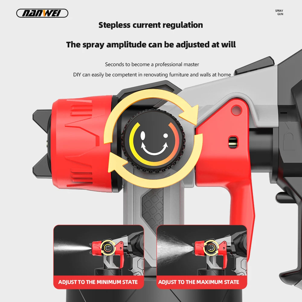 NanWei High Voltage 800W Electric Paint Spray Gun 220v Lithium Nozzle Pneumatic Power Source Battery Operated Paint Equipment