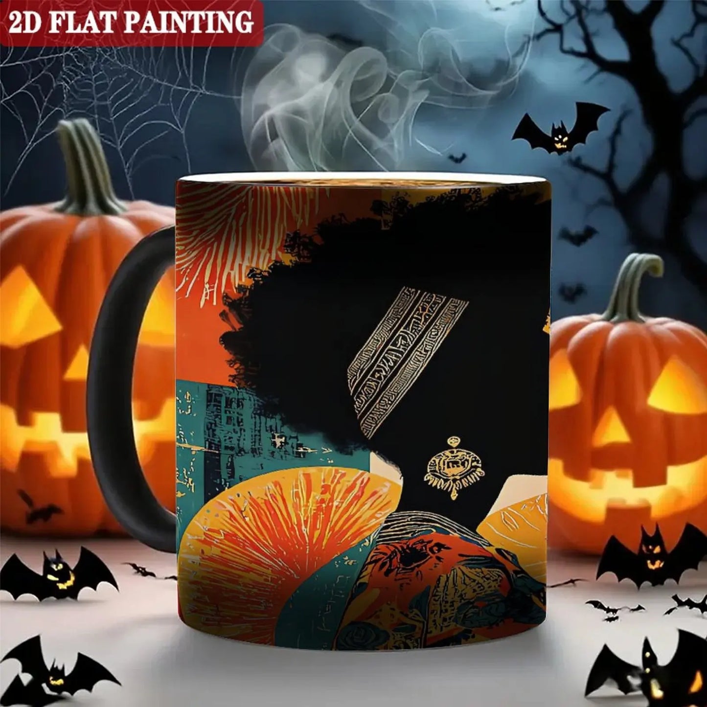 Drop shipping Indoor Outdoor Multi Scene Mug 11oz Frosted Black Ceramic Heat Activated Cup