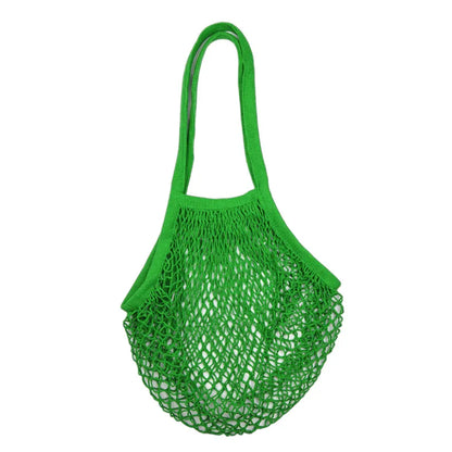 Recycled Reusable Cotton String Mesh Net Shopping Bag Long Handle Fruit Vegetable Grocery Produce Tote for Daily Life Letter
