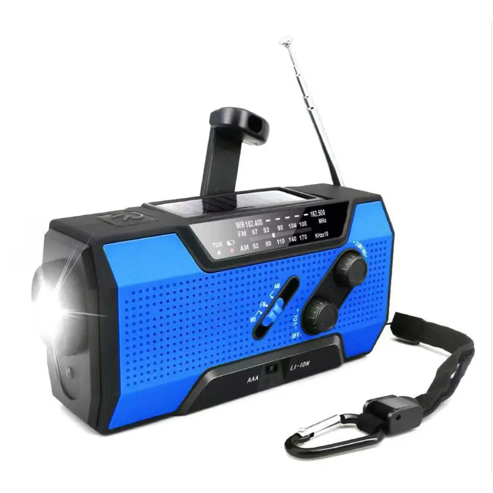 CE Certified 2000mAh Solar NOAA Radio LED Multi-Power Source for Wildfire Safety Flashlight Clock Internet Radio FM Radio