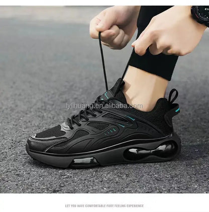 Sneaker Men's Summer Breathable Mesh Running Sports Shoes Leisure Thick-soled Fashion Black Shoes