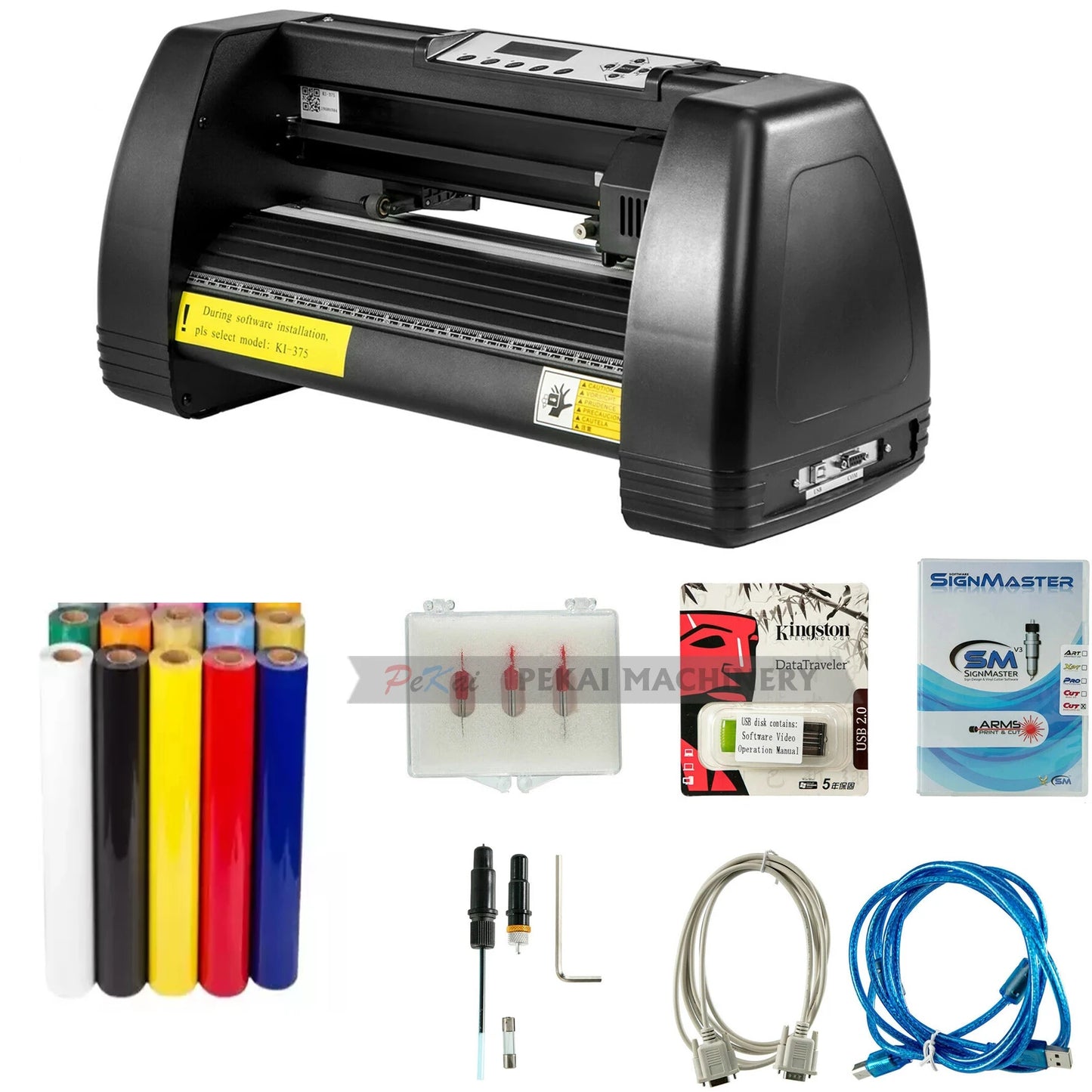 Pekai Vinyl Cutter Machine Computer Windows Software 3 Blades Pen Holder 14Inch 375MM Max Paper Feed Printer Cutting Plotter