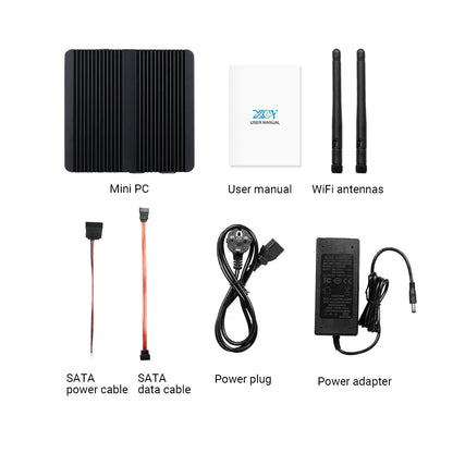 XCY Fanless Mini PC Intel Core I5-5200U I3-5005U Dual GbE LAN 2x RS-232 Serial Ports 4x USB Embedded IPC WiFi Windows Linux