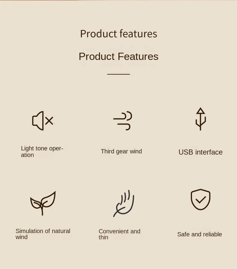 2025 Ultra-Thin Mini USB Charging Four-Speed Plastic Air Cooling Fan Foldable Portable English Household Energy Efficient Class