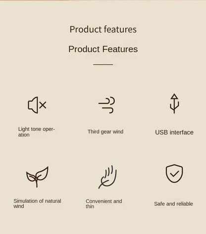 2025 Ultra-Thin Mini USB Charging Four-Speed Plastic Air Cooling Fan Foldable Portable English Household Energy Efficient Class