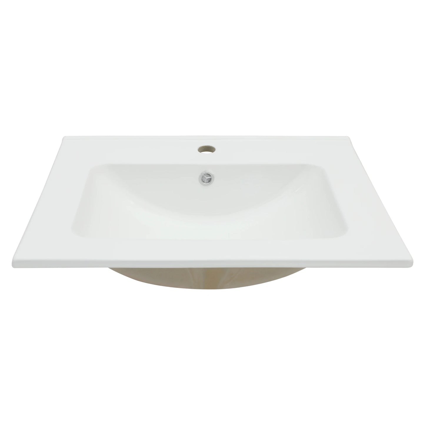 US Stock Sarlai Modern Eco-Friendly White Ceramic Countertop Bathroom Sink with Thin Edge Design