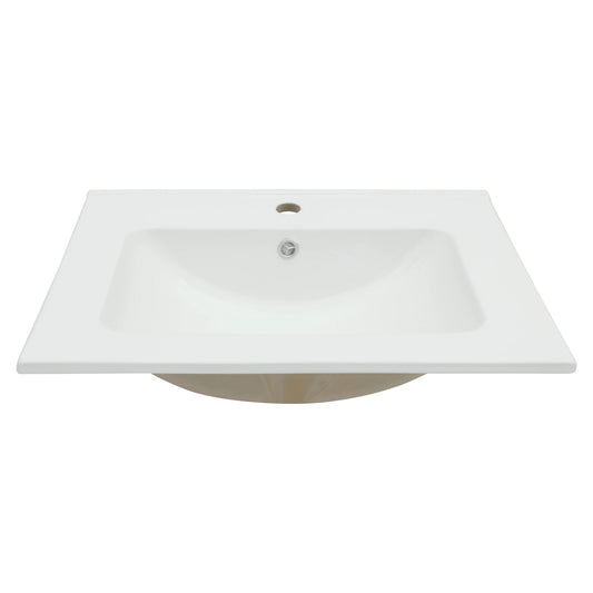 US Stock Sarlai Modern Eco-Friendly White Ceramic Countertop Bathroom Sink with Thin Edge Design by PDG ibma