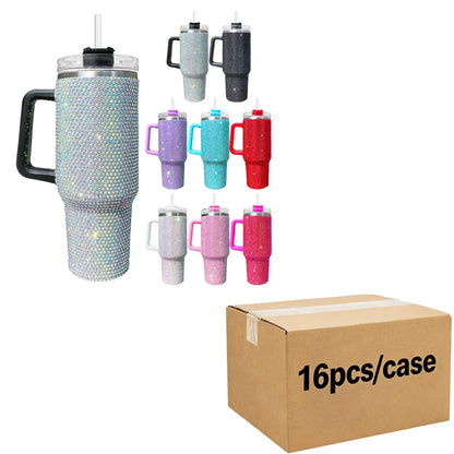 Us Warehouse 40 OZ Sparkle Rhinestone Rust Resistant Travel Mug Silicone Boots 40OZ Tumbler for Home Office Outdoor Daily Use