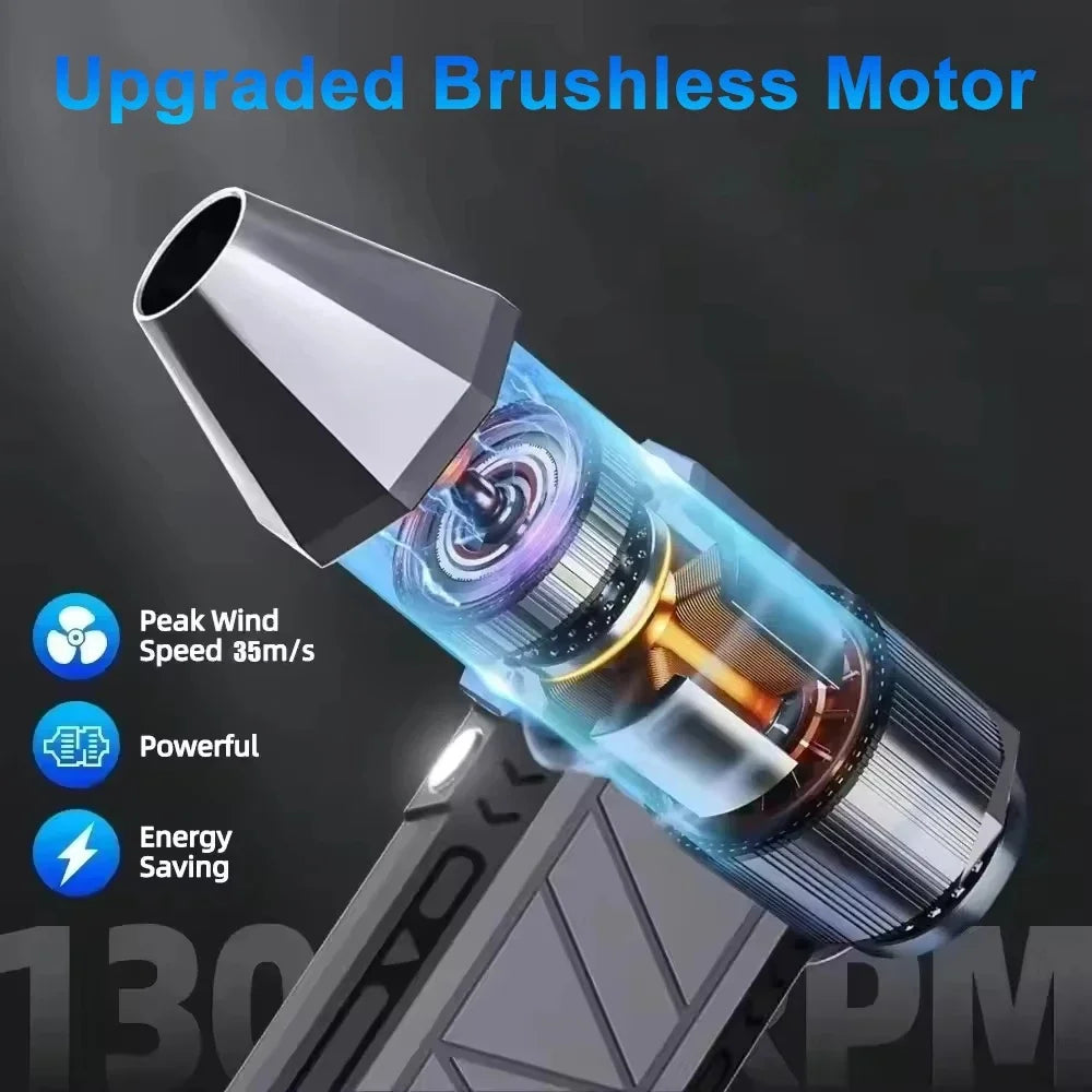 High-Speed 130000 RPM Fan 52m/s Air Blower Brushless Motor 4000mAh Battery Overheat Protection Electric Consumer Electronics