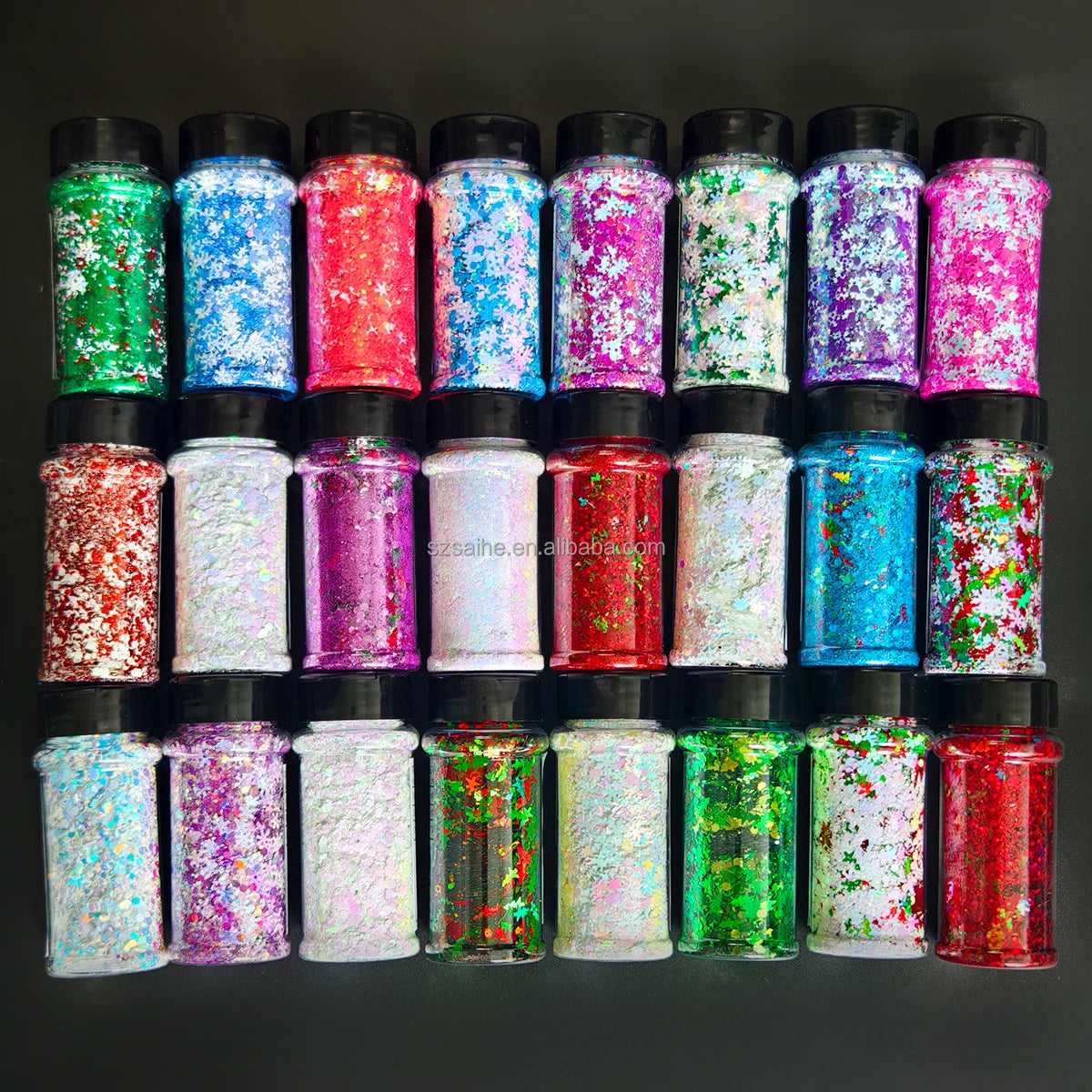US Warehouses High Flash Spring Chunky Glitter 24 Color Bottle Set for Diy Makeup Manicure Handcrafted Cups Gift-making and More