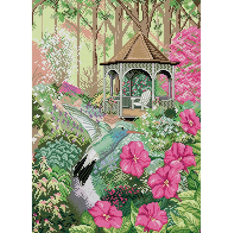 NKF Wholesale 11CT Cotton Canvas Fabric Eco-Friendly DIY Handcraft Flower & Birds Pattern Embroidery Cross Stitch Kit