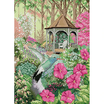 NKF Wholesale 11CT Cotton Canvas Fabric Eco-Friendly DIY Handcraft Flower & Birds Pattern Embroidery Cross Stitch Kit