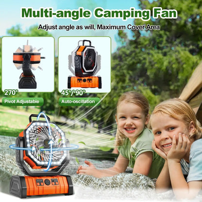 Trending 2026 20000mAh Portable Rechargeable Camping Fan F6 4 Speed Ventilador Solar Recargable Table Fan with Light