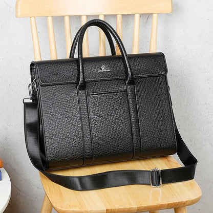 New Style OEM Men's High Quality Business Briefcase PU Leather Computer Soft Bag Single Shoulder Messenger