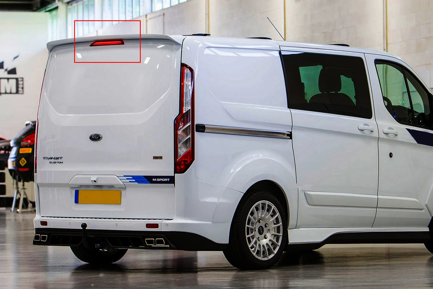 For Ford Transit MK8 Tourneo Custom 2012-up Single tailgate Third LED High Mount Level Brake Stop Light Lamp Black Lens