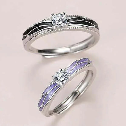 F1052 Wings Design Engagement Ring For Women Cubic Zirconia Prong Setting Lab Created Round Stone Fashion Rings
