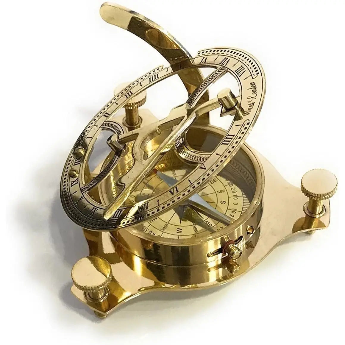 PARIJAT HANDICRAFT Solid Brass Sundial Compass Beautiful Nautical Pocket Compass with Sun Dial Convenient to Carry in Pocket