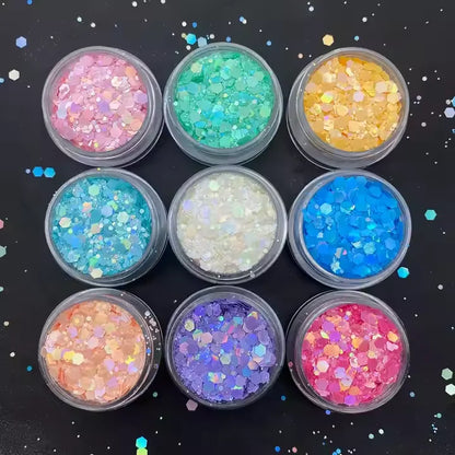 Wholesale Custom Size Bluk PET Free Sample Macaron Solvent Resistant Glitter Matte Chunky Glitter for Tumbler Craft Resin