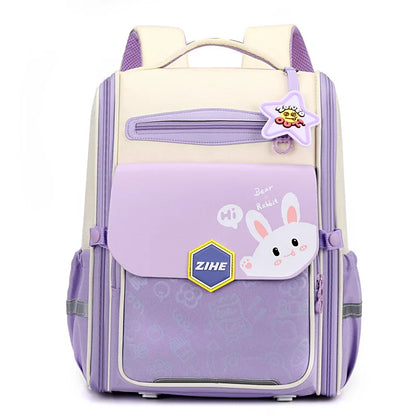 Ultra-Light Female Student Backpack Waterproof Fashion 1-4-6 Grade Contrast Color Ridge Protection Burden Reduction for Primary