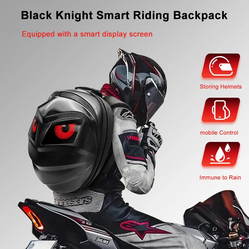 Black Knight Led Iron Man Biker Backpack 2025 New Luminous Led Waterproof Motorcycle Riding Helmet Bag Backpack Custom Factory