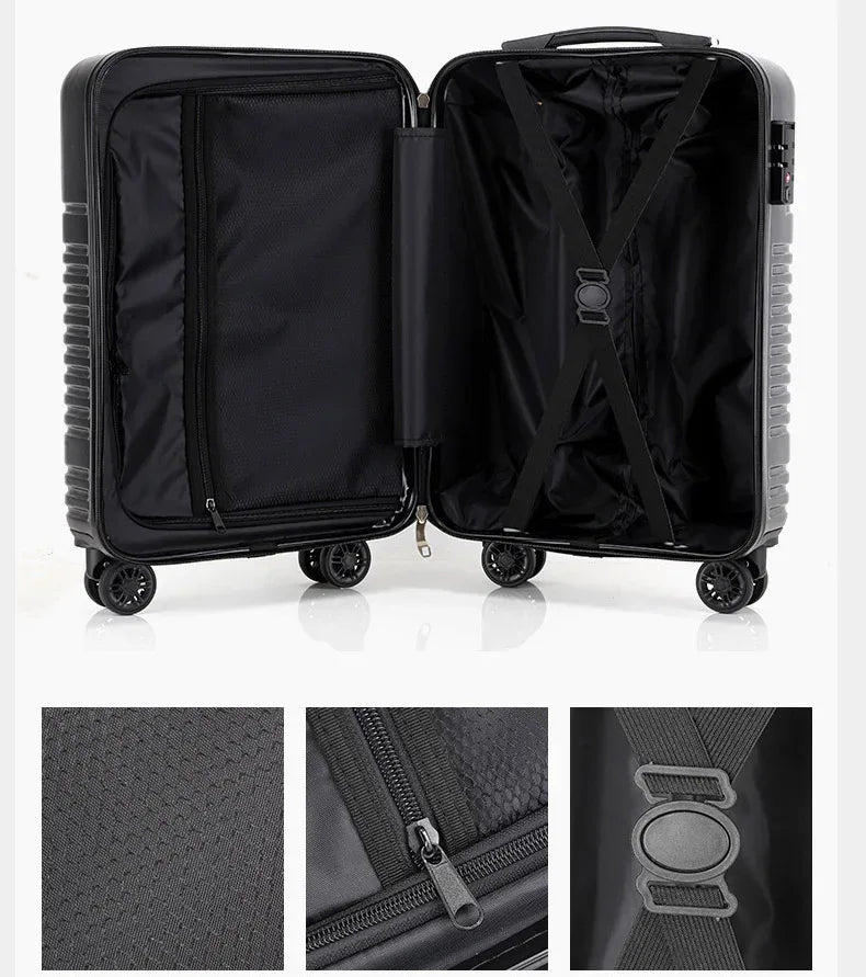 Female Customizable Ultralight Zipper Luggage Case Small Foldable Suitcase with Mute Spinner Wheel Password Box Made From PC