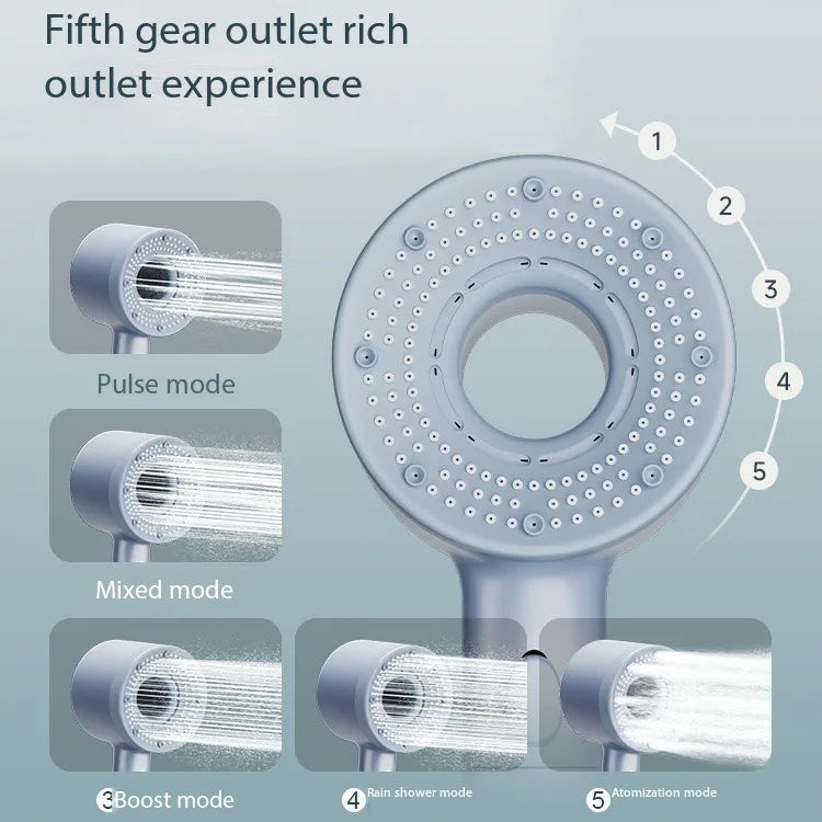 Contemporary Single-Handle ABS Pressurized Rain-Spray Shower Head with Pause Pattern Massage Filter for Bathrooms and Hotels