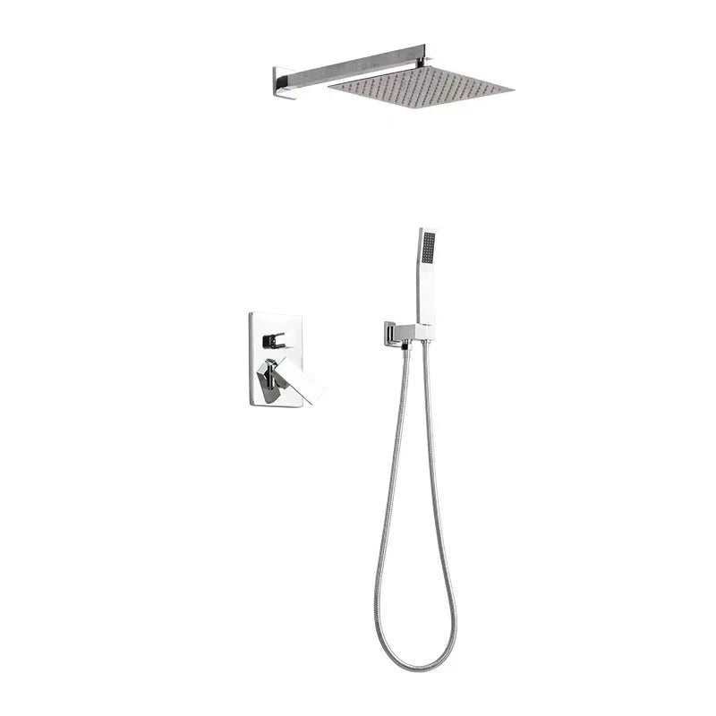Europe Type Modern Wall Mounted Chrome Rainfall Concealed Bathroom Shower Set Hot Sale Brass Concealed Shower Set