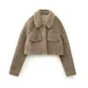 KAR&OT ZA 2024 Autumn and Winter New Fashion Snap Button Closure Flap Pockets Decorated Fleece Short Jacket 4341843