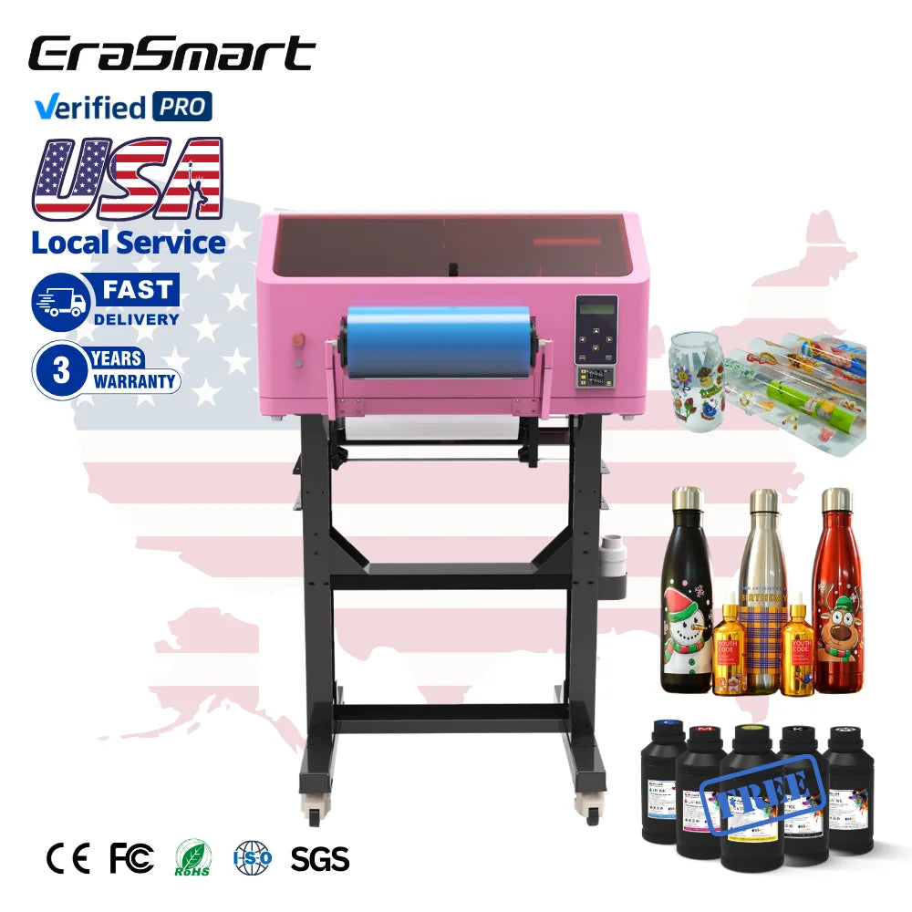Erasmart Automatic UV Inkjet Stampante UV DTF A3 Roll UVDTF Printing Machine Dual XP600 Heads Sticker UV Printer Laminator