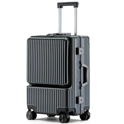 Carry on Luggage Wide Handle Luxury Design Rolling Travel Suitcase PC Hardside With Aluminum Frame Hollow Spinner Wheels