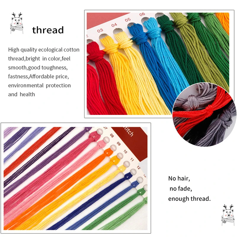 Needle Kung Fu Eco-Friendly Cotton Embroidery Sets for Beginners DIY Handmade Chinese Craft Cross Stitching Kits Living Crafts