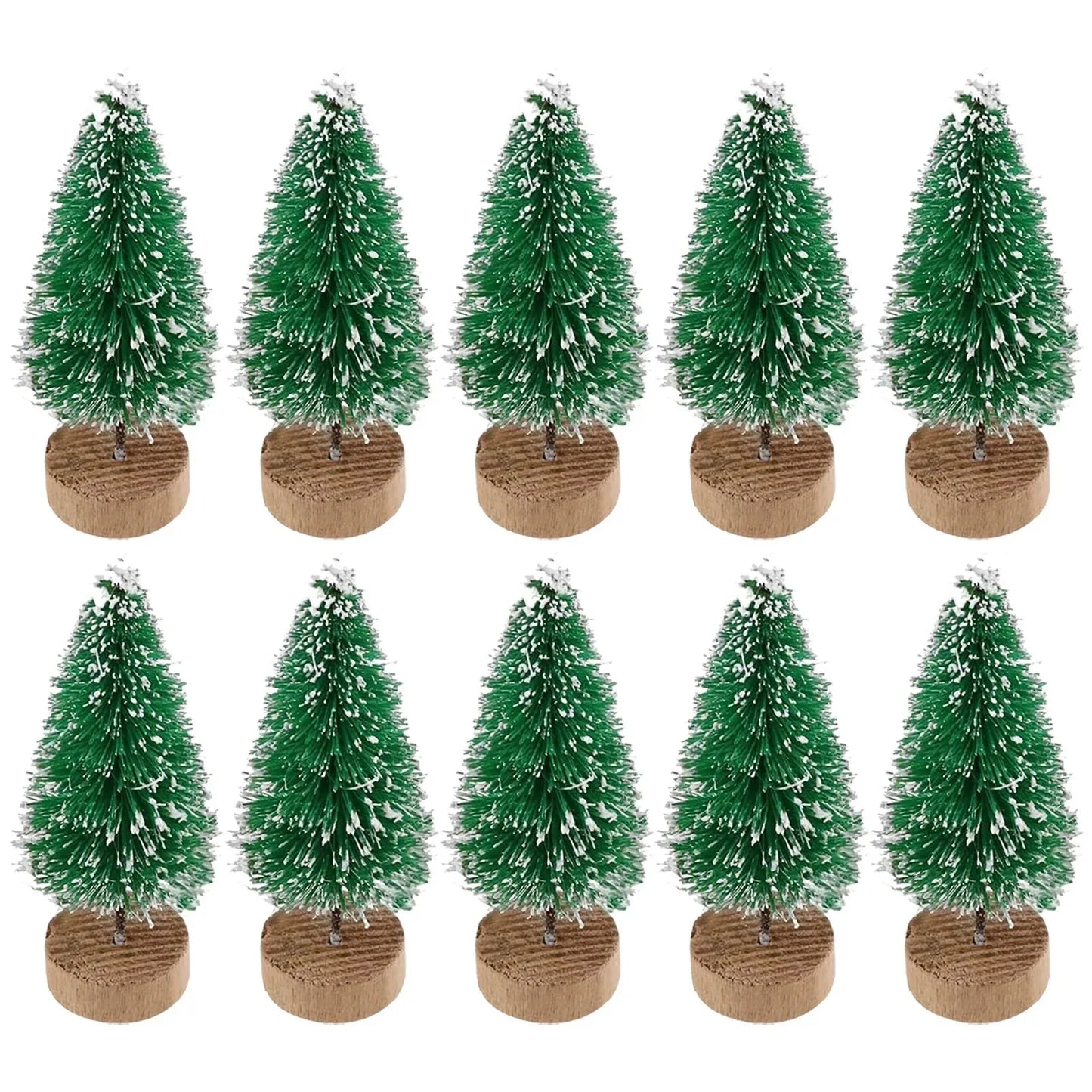 10 Pcs 4.5cm Decorated Christmas Tree Fake Pine Tree Mini Artificial Christmas Tree Santa Snow Navidad Xmas Decor Noel New Year