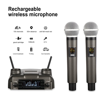 GAW-210 2021 New Magnetic Induction Charging Wireless Microphone UHF Microphone One for Two KTV Family Performance