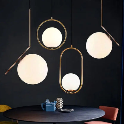 Nordic European Kitchen Pendant Light Rod Brushed Brass Gold Hanging Light Chandelier for Home