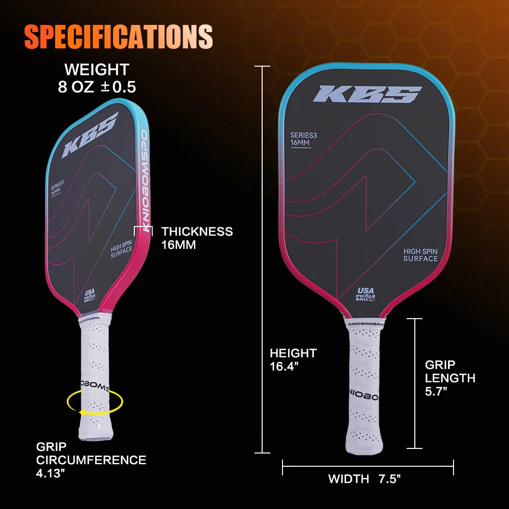 Hudef Viva Pro 16mm GEN 5 Pickleball Paddle Selkirk Luxx Power Air Control Raw Carbon Fiber Foam Injected Sleeve Packing