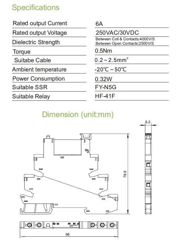1PCS GEYA 6.2mm Slim Relay Module 41F Integrated PCB Mount Power Relay 12VACDC 24VACDC 48VACDC 110VAC 230VAC