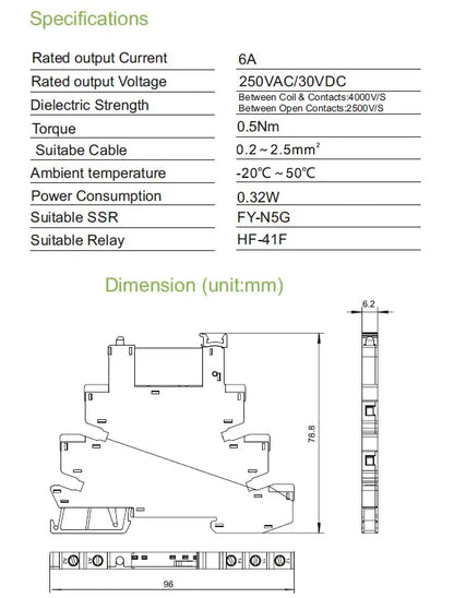 1PCS GEYA 6.2mm Slim Relay Module 41F Integrated PCB Mount Power Relay 12VACDC 24VACDC 48VACDC 110VAC 230VAC